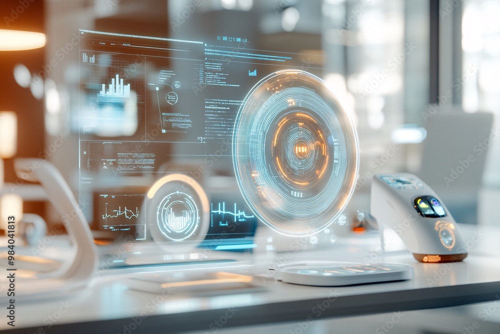 Poster high-tech medical interface with data visualization
