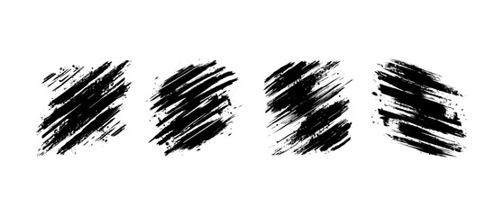 Black vector marker lines, splash and torn effect.