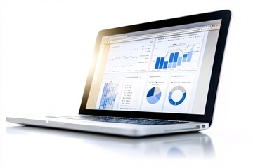 Modern Laptop Displaying Business Analytics and Graphs