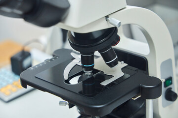 A medical microscope. Equipment for hospitals and medical institutions