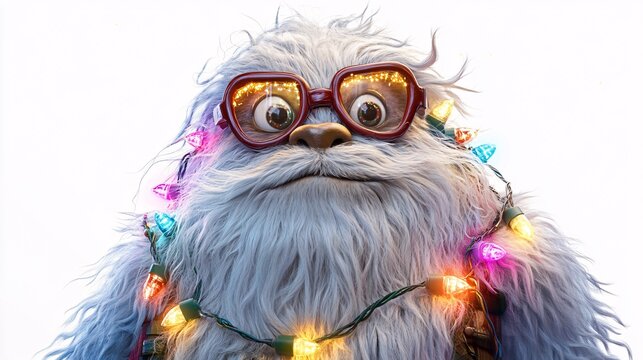 xmas yeti with light decoration - Powered by Adobe