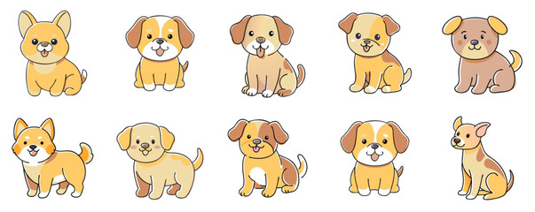 Obraz premium Cute Dog Cartoon Set Illustration 