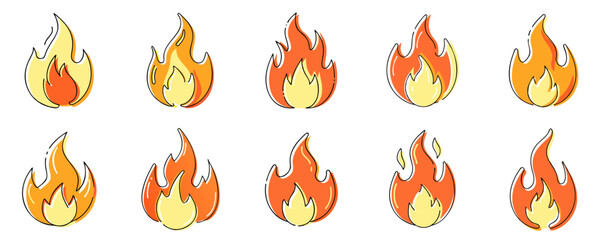Flame Icon Set Illustration
