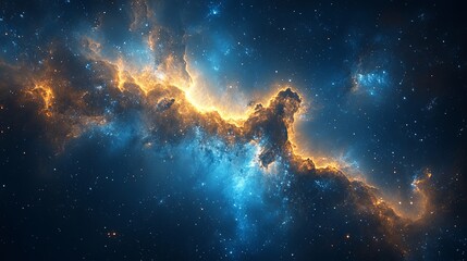 Obraz premium Cosmic Cloud with Fiery Edge and Starry Background