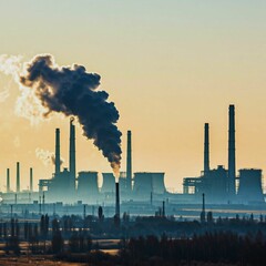 Factory produce air pollution with chemical smoke