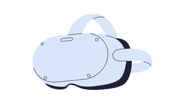 VR headset for immersive virtual reality gaming simulation. Technology goggles, modern gadget, glasses, headgear for digital cyber entertainment. Flat vector illustration isolated on white background