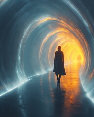 Mystical Journey through a Glowing Tunnel