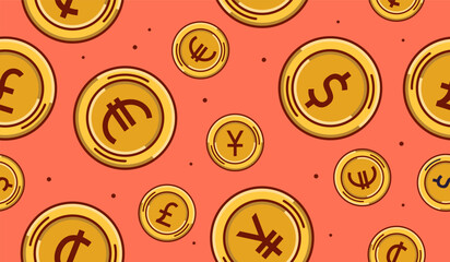 Cute currency coins pattern background vector design