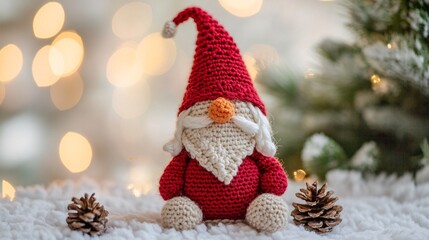 a crocheted xmas gnome