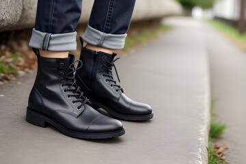 Pair of Brown Leather Boots Isolated on White Background