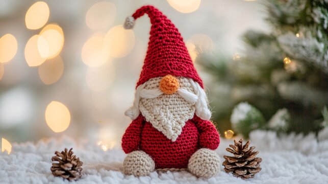 a crocheted xmas gnome