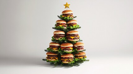 xmas tree made of burgers