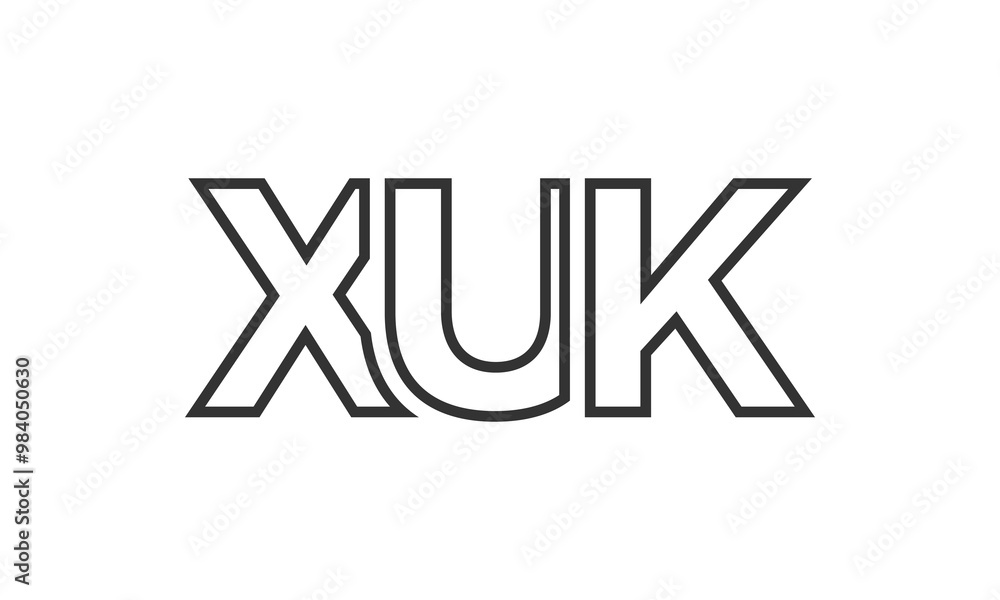 Fototapete XUK logo design template with strong and modern bold text. Initial based vector logotype featuring simple and minimal typography. Trendy company identity.