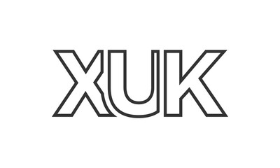 XUK logo design template with strong and modern bold text. Initial based vector logotype featuring simple and minimal typography. Trendy company identity.