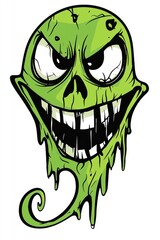 Fototapeta premium Green Slime Monster Face Illustration