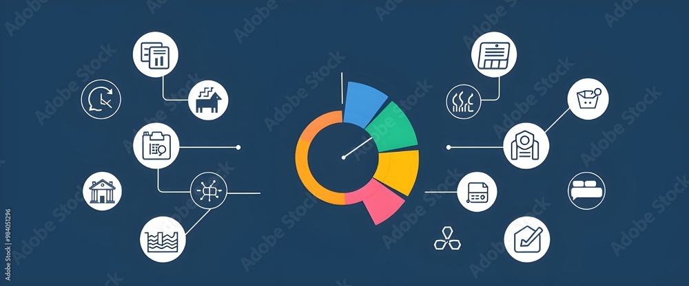 Poster a clean and professional design featuring a colorful pie chart with different segments representing 