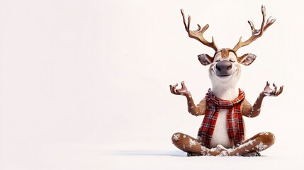 a reindeer doing yoga 
