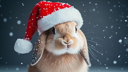 a rabbit with a santa claus hat