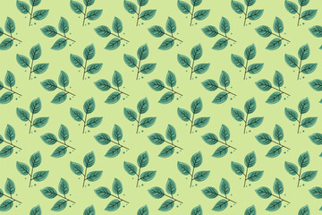 Hand drawn floral pattern vector design. Simple ornament with plant and leaf.