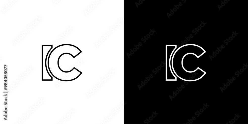 Poster letter i and c, ic logo design template. minimal monogram initial based logotype.