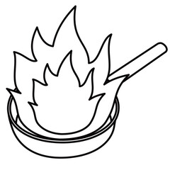 火が出たフライパンのイラスト