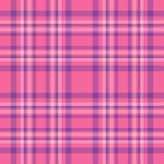 Plaid seamless pattern in pink. Check fabric texture. Vector textile print.