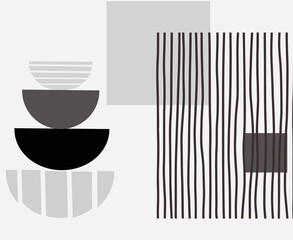 Boho style seamless minimalist contemporary art inn shades  of  grey
