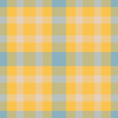 Plaid seamless pattern in yellow. Check fabric texture. Vector textile print.