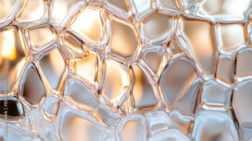 Poster a close-up view of translucent bubbles with an abstract, shimmering background showcasing intricate 