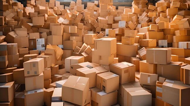 A Pile of  Cardboard Boxes in a Warehouse