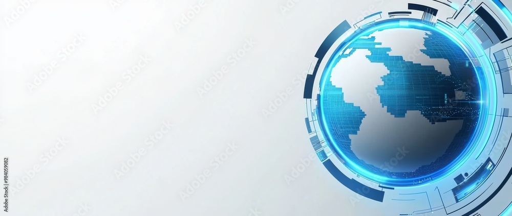 Poster abstract technology background with digital globe and global network concept