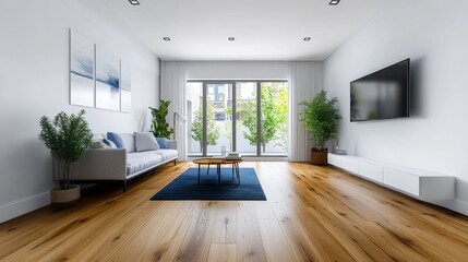 Modern Living Room with Minimalist Design and Plants