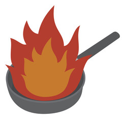 火が出たフライパンのイラスト