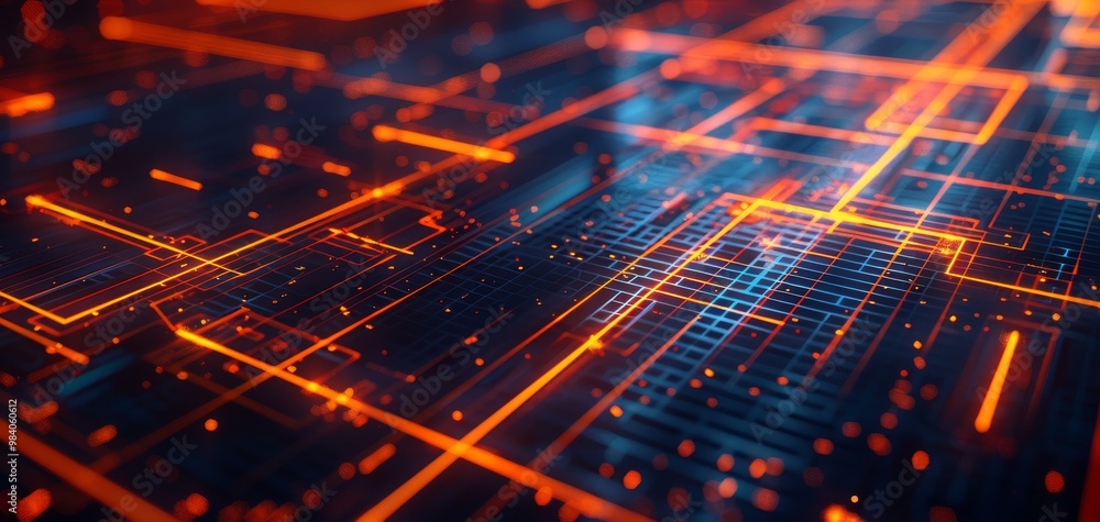 Leinwandbilder abstract digital technology background with glowing lines and circuits, vibrant colors for a futuris