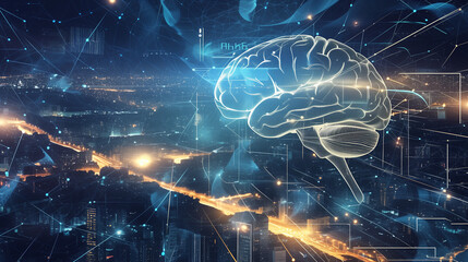 AI、脳、機械学習、ビッグデータ・ネットワーク、科学、人工知能、技術、革新と未来