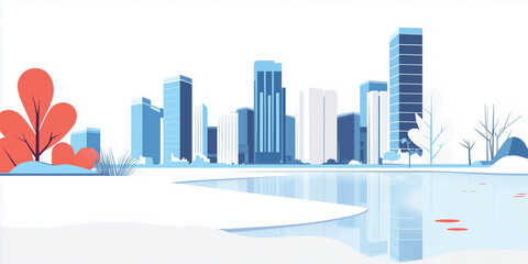 Obraz premium vector illustration city skyline. landscape. future clean city. renewables. happiness. Urban image. Clean image to insert some dialogue with a city background