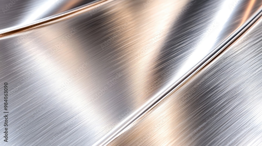 Poster a reflective, smooth surface of brushed metal, showcasing subtle texture and light play, creating a 
