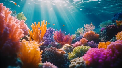 Fototapeta premium Bright flowers contrast with dense greenery in tropical rainforest