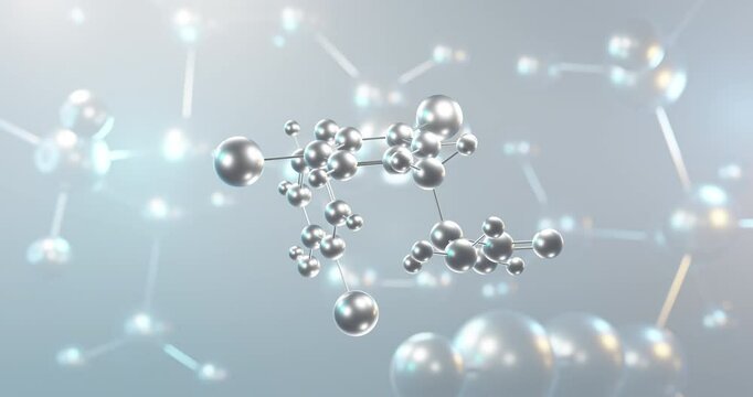 Triiodothyronine rotating 3d molecule, molecular structure of t3 thyroid hormone, seamless video