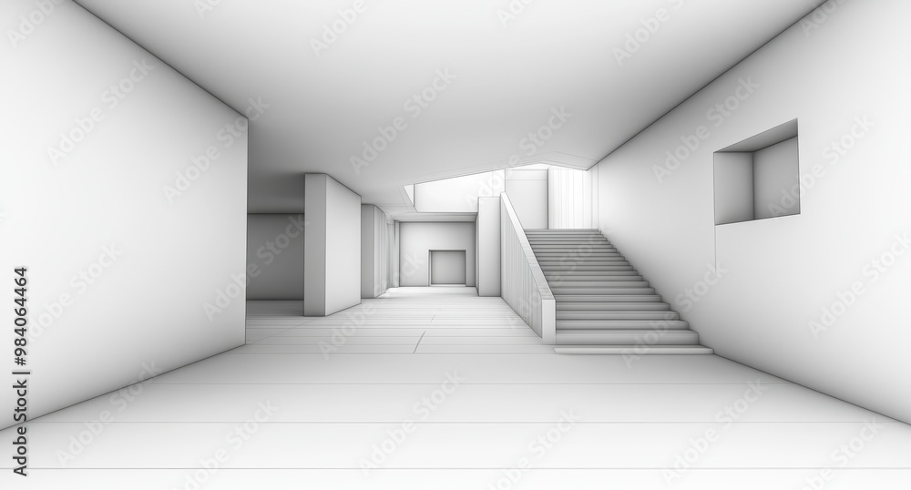 Aufkleber black and white line drawing of an architectural structure with abstract lines