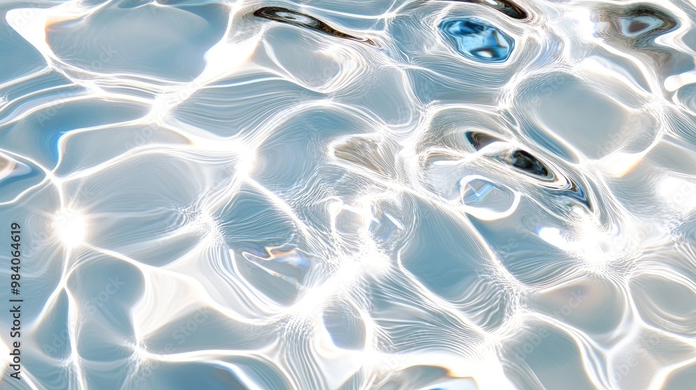 Poster a serene image featuring sunlight reflecting off the surface of clear water, creating a mesmerizing 
