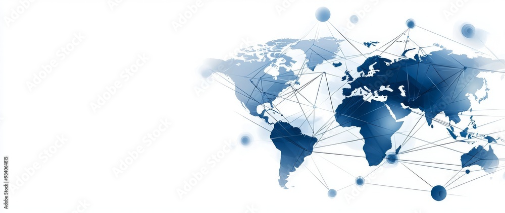 Poster abstract global network concept with world map and digital connections