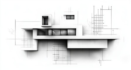 Fototapeta premium Abstract Architectural Drawing of a Modern House Interior