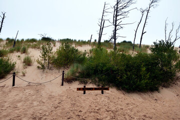 Słowiński Park Narodowy jest położony w środkowej części polskiego wybrzeża. Jest położony w środkowej części polskiego wybrzeża. Charakterystycznym elementem parku jest wydmowy pas mierzei z ruchomym © JDziedzic