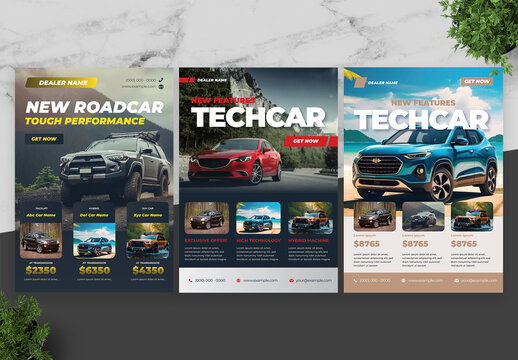 Navy Blue And Yellow Roadcar Flyer