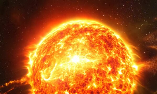 fictional burning sun in outer space