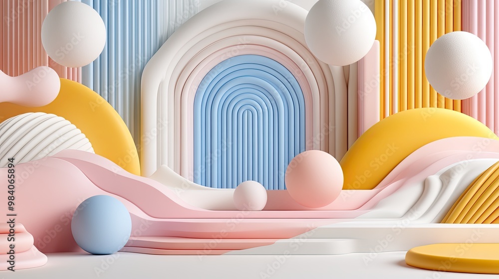 Poster abstract geometric background with soft colors and shapes