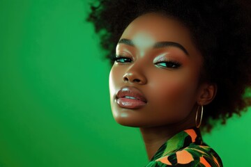 Retro beauty product mockup with black woman in 90s style.
