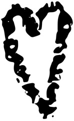 Hand drawn Valentines heart with chalk, crayon, lipstick grunge texture. Vector stoke illustration isolated on background for decoration template greeting card, invitation, banner, menu.