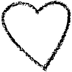 Hand drawn Valentines heart with chalk, crayon, lipstick grunge texture. Vector stoke illustration isolated on background for decoration template greeting card, invitation, banner, menu.